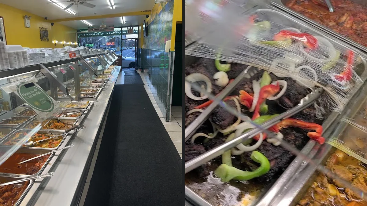 Hearty meal trays ready for self-serve service.